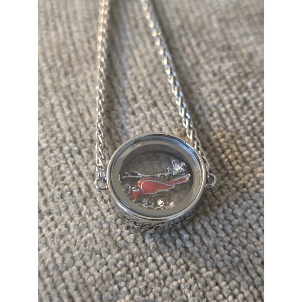 Origami Owl Living Locket Lariat Cardinal Bracelet Silvertone Vintage